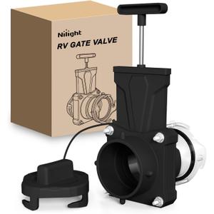 Nilight RV Sewer Valve, Camper Black Tank Gate Valve with 4 Bayonet Prongs Clear Adapter Leakproof Cap Double Odor-Tight Sealing Ring Twist On Waste Valve for RV Sewer Hose Fittings Replacement Black