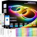 MIWISE RGB Smart IC COB LED Strip Light,32.8ft Color Chasing Flexible LED Tape Light,WS2811 Addressable RGB Strip with APP Control/Music Mode,Work with Alexa/Google,for Home DIY Lighting Projects