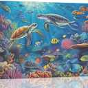 Sea Turtle Wall Art Marine Theme Ocean Pictures Wall Decor Colorful Fish Coral Beach Canvas Painting Prints Artwork Modern Home Decoration Framed for Living room Bedroom Bathroom Office 16"X24"