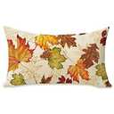 Fahrendom Fall Maple Leaves Lumbar Decorative Rectangle Pillow Cover 12 x 20, Autumn Farmhouse Rustic Porch Patio Outdoor Pillowcase, Thanksgiving Seasonal Sofa Couch Cushion Case Home Decor