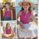Girls' Tank Tops Sleeveless Shirts | Ribbed Knit, V Neck, Slim Fit, Summer, Casual, Basic Undershirts, Cute, for Kids 5-14Y, Teen, Solid Color, Back to School