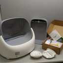 Open-Top Self Cleaning Litter Box, Automatic Cat Litter Box with APP Control, Dual Safety Sensors, Includes Trash Bags, Grey-White