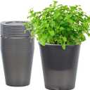 Self Watering Planter 8 Pcs,4.3 Inch Flower Plant Pot with Inner Pot, Indoor Self Watering Planter Pot for Herbs, Flowers (Black)