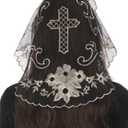 Bozidol Mantilla Veils Catholic Mass: Round Camellia Cross Church Veil, Chapel First Communication Veil for Girls Religious