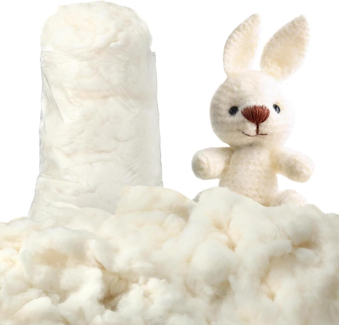 Wesnoy 100g/0.22lb Cotton Stuffing for Stuffed Animals Soft Pillow, Natural Cotton Fiber Filling Batting, for Toys, Cloud Decorations, and More