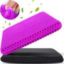 Gel Seat Cushion for Long Sitting (Super Large & Thick), Soft & Breathable, Gel Cushion for Wheelchair, Gel Chair Cushion for Hip Pain, Gel Seat Cushion for Office Chair (Black Cover+rose Red Cushion)