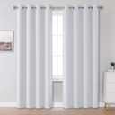 DUALIFE Greyish White Curtains for Bedroom Window Treatment 96 Inch Length Grommet Top Thermal Insulated Room Darkening Window Drapes for Living Room Set of 2 Panels 52 x 96 Inches Long