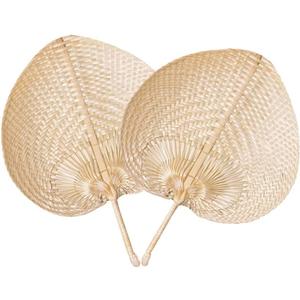 Natural Bamboo Raffia Hand Fans,Hand Weaving Fan for Summer Cooling Supplies Farmhouse Wall Decor Wedding Party Favors (2 Pcs)