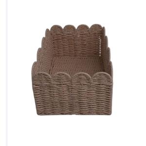 Basket Home Storage Bin Decorative Sundries Organizer Imitation Rattan Basket for Bedroom Home Food Clothes, 14*10*7In