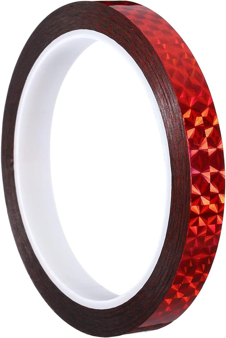 PATIKIL Prism Tape 0.5 Inch x 55 Yards, Holographic Metalized Reflective Adhesive for Detailing Accent Wall Decor Art, Red