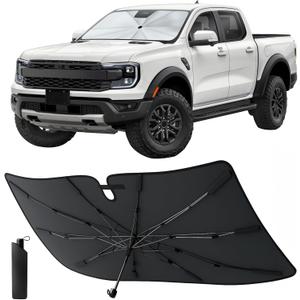 EcoNour Umbrella Windshield Sun Shade for Car | Foldable UV Blocker Front Windshield Sunshade | Umbrella Shade Accessories with Storage Pouch | Full Size SUVs & Pickup Truck & Van | Large - 61"x35"