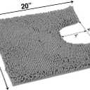 LuxUrux Toilet Rugs U Shaped Washable, Bathroom Toilet Mat, Extra-Soft Plush Bath Bathroom Rug,1'' Chenille Microfiber Material, Super Absorbent Shaggy Machine Wash & Dry (20 x 20 inch, Light Grey)