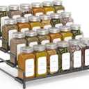 RUILALIFE 4-Tier-Spice-Rack-Organizer-for-Cabinet, Adjustable Depth Spice Holder Shelf For Countertop Pantry Cupboard, Metal Tiered Seasoning Organizer,Display Shelf Riser (Black-1 Pack)