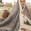 Heated Throw Blanket Electric Blanket Throw, Heated Blanket with 5 Heating Levels & 4 Hours Auto Off, Super Cozy Soft Sherpa Heating Blanket with Fast Heating for Bedding, 50"x60", Light Gray