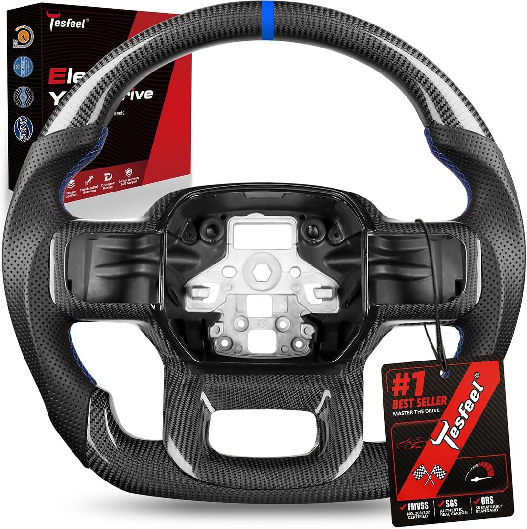 Real Carbon Fiber Steering Wheel for Ford F-150 2021-2025