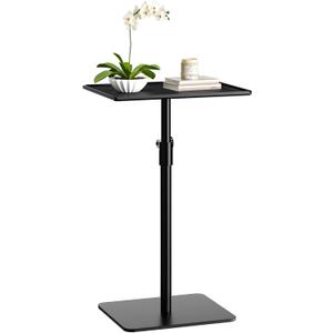 RCHYFEED Metal End Table, Height Adjustable Side Tables Living Room, Small Side Table for Small Spaces with Matte Black Tray, Square Drink Coffee Tables Sofa Table for Bedroom, Sofa Tray Table Indoor
