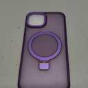 Compatible with iPhone 13/14 Case with Magnetic Ring Stand, Military Drop Protection, Anti-Scratch/Anti-Fingerprint Translucent Matte Phone Case for iPhone 13/14 (Purple)