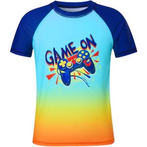 Boys Rash Guard Shirt Short Sleeve UPF 50+ UV Sun Protection T Shirt for Kids 4-13Y
