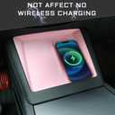 TOPABYTE 3PCS Center Console Accessories for Tesla New Model Y Juniper 2026 2025 Model 3 Highland 2024 Cup Holder Insert, Screen Edge Protector Frame, Wireless Charger Mat Silicone, Pink
