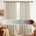 H.VERSAILTEX Natural Linen Curtains 84 inches Long for Living Room 2 Panels Back Tab Loop Pocket Textured Light Filtering Semi Sheer Curtains Rustic Farmhouse Boho Curtain for Bedroom, Castle Wall