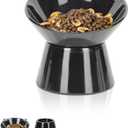 Detachable Elevated Cat Bowls, 15 Tilted Raised Cat Food Bowl Anti-Vomiting,Whisker Friendly, Adjustable Cat Dishes for Protecting Spine,Adult Kitten (Black)