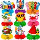 2 x 9Pcs Summer Party Decorations Honeycomb Centerpiece, Hello Summer Birthday Party Decorations, 3D Beach Summer Decorations Honeycomb Centerpiece for Birthday Beach Pool Party Decors