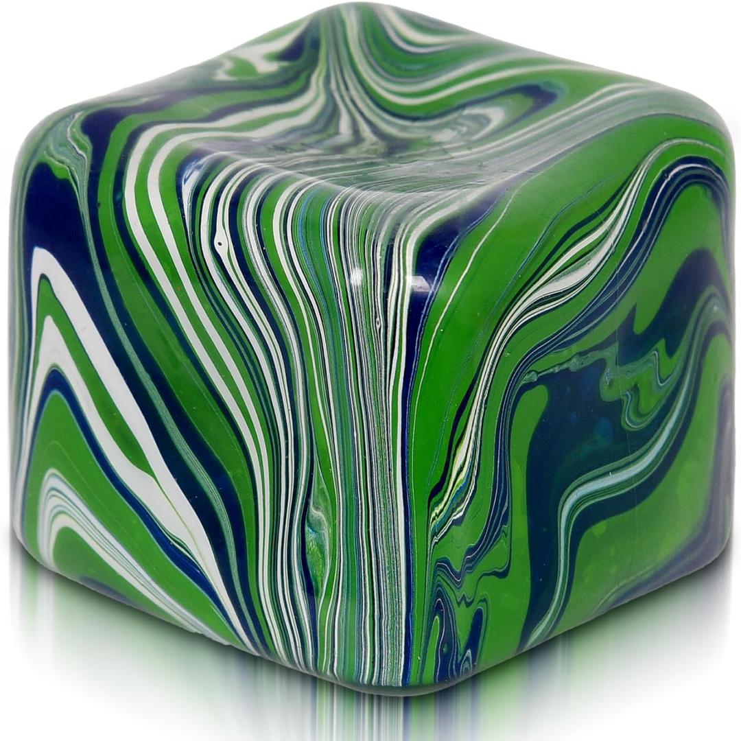 Adult-Size Flow 7cm Stress Cube Larger Than Mini Squishy Cubes, Slow-Rise Sensory Fidget for Stress Relief, Focus & Light Hand Exercise Safe for Ages 3+ (Green)