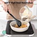 600F Heat Resistant Silicone Spoons: U-Taste 13.3in Solid & Slotted Kitchen Cooking Spoon, Nonstick Long Rubber Utensil, Sturdy for Mixing, Serving, Stirring, Frying, Draining (Black, 2PCS)