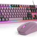 Gaming Keyboard and Mouse Combo, K1 RGB LED Backlit Keyboard with 104 Key Computer PC Gaming Keyboard for PC/Laptop (Blackcurrant)