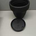 Mintra Home Garden Pots 4pk - Flowers, Herbs, Plants, Indoor, Outdoor, Colorful, Wholesale, Bulk (Black, 17cm Diameter (6.6in))