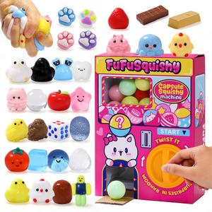 FUFUSQUISHY 30PCS Squishy Capsule Toys for Kids, Mini Vending Machine Toy Set, Soft Stress Relief Squishies Party Favors, Classroom Rewards & Birthday Gifts