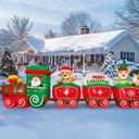 Max Fun 12Ft Christmas Inflatables Train with Santa Claus Reindeer Gingerbread Man Built-in LED Lights Blow Up Christmas Decor for Christmas Party Holiday Outdoor Garden Lawn Yard Decorations
