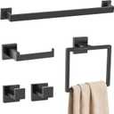 5 Pieces Towel Bar Set Matte Black Bathroom Hardware Accessories Set Stainless Steel Wall Mounted,23.6 Inch Towel Bar