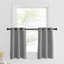 NICETOWN Short Curtains Over Sink Sliver Grey Kitchen Small Tier Privacy Half Window Curtains Bathroom Cabinet Caravan Basement Panels Grommet Top, 2 Pieces, 29" W x 30" L
