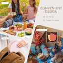 2 x Silicone Foldable Novelty Dinner Plates,Baby Plates Travel Essential with Forks and Spoons,Microwave & Dishwasher Safe,Aqua