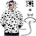 AOTHSO Men's Dalmatian Dog Hooded Sweatshirt Halloween Costume Front Zip Hoodie with Pockets Tail Tatoo Stickers, XL