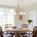 Modern Mid Century Gold Chandeliers, 6-Light Glass Globe Chandeliers Hanging Sputnik Chandelier Light Fixtures for Dining Room Living Room Bedroom Kitchen Island Foyer