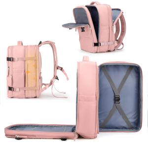 Coowoz Large Travel Backpack For Women Men, Carry On Backpack,Hiking Backpack Waterproof Outdoor Sports Rucksack Casual Daypack Expandable Heavy Duty Extra Large Backpack Pink Expansion (45L)