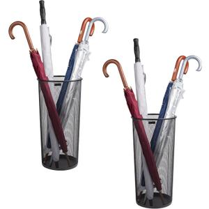 Mind Reader Umbrella Stand, Multi-Purpose Storage Organizers for Office and Entryway, Metal Mesh, Set of 2, Black
