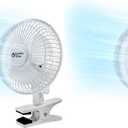 Comfort Zone CZ6C 6-inch Quiet Portable Indoor 2-Speed Desk Fan with Clip and Fully Adjustable Tilt, White for Home, Office, Bedroom (Pack of 2)