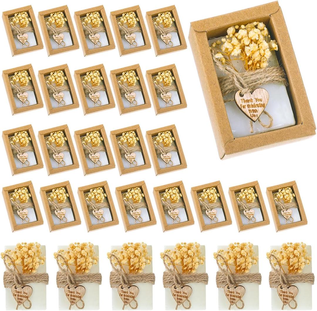 Demissle 30 Pcs Handmade Scented Soap Wedding Party Favors Gifts Bridal Shower Baby Shower Natural Soap Favors for Guests in Bulk for Wedding Souvenirs Engagement Party(White)