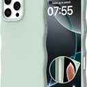 ORNARTO for iPhone 16 Pro Max Case 6.9"  Cute Curly Wave Edge | Camera Control Button | Shockproof Protective Liquid Silicone 16 Pro Max Phone Cover for Women Girls, Light Green