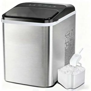 35 Pound Nugget Ice Machine,Ready in 8 Mins, Compact & Portable, Self-Cleaning Sonic Ice Maker with Ice Scoop&Basket, Perfect for Home/Party/Travel/Camping/Bar