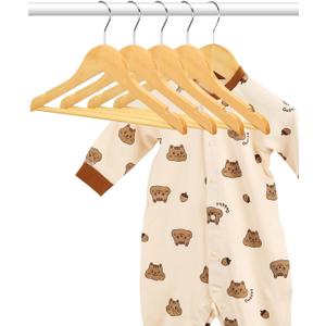 AMKUFO Kids Wooden Hangers 10 Pack, 12.75 Inch Natural, Solid & Durable, Ideal for Kids Aged 0-10