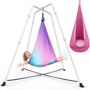 Sensory Swing Set with Stand, Printed Sensory & Pod Swing for Kids