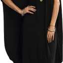 Verdusa Women's Caftan Harem Boat Neck Dolman Sleeve Oversized Maxi Dress Moo Moos (Large, Black)