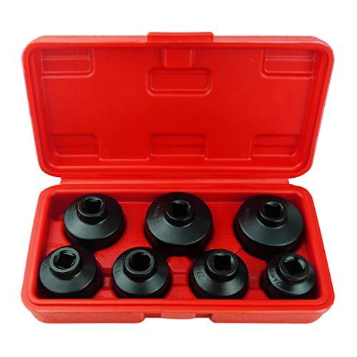 7-Piece Oil Filter Socket Set Includes 24mm,27mm,29mm,30mm,32mm,36mm,38mm. Cap Wrench Tool Kit Compatible with Mercedes Benz, VW, BMW and so on