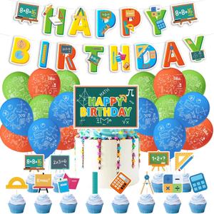 Math Party Decorations Math Birthday Party Supplies Includes Math Birthday Banner, Cake Topper, Cupcake Toppers, Balloons for Math Classroom Party Math Party