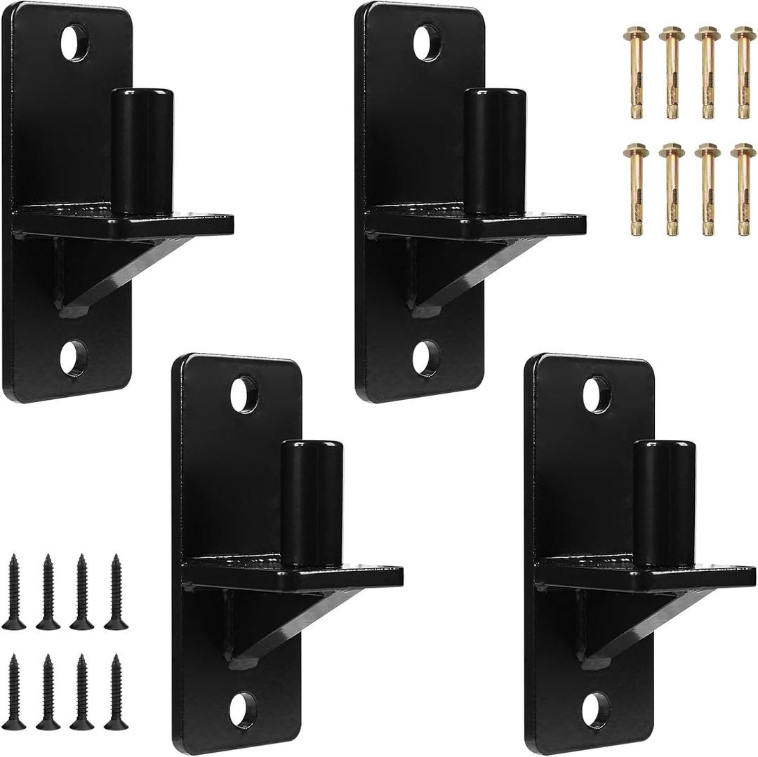 Wall Mount Gate Hinges, Black Farm Gate Hinge, 4 Pack Chain Link Fence Gate Hinge with 5/8 Hinge Pin (Screws Included), Heavy Duty Gate Hinges for Metal Gates Wooden Fences