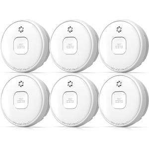 Smoke Detector Battery Operated, 10-Year Smoke Alarm with Photoelectric Sensor, Fire Alarms Smoke Detectors with Test Button and Low Battery Warning, Fire Safety for Home,6 Pack